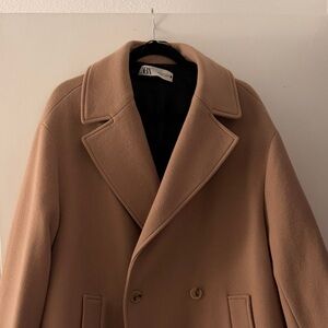 Zara woman’s Camel Double-Breasted Pea Coat